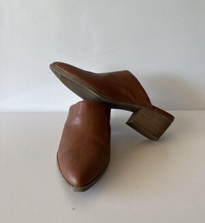 Pointed Toe Heeled Mule Clog Women’s 8.5 Cognac Brown Slip On Universal Thread